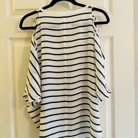 Silk Black white Striped Chaser shirt T shirt Short sleeve Chaser Tee blk & wht - Picture 3 of 4